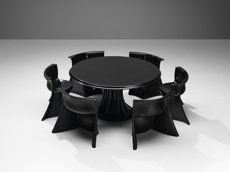 Pierluigi Spadolini for 1P 'Boccio' Dining Set with Table and Six Chairs