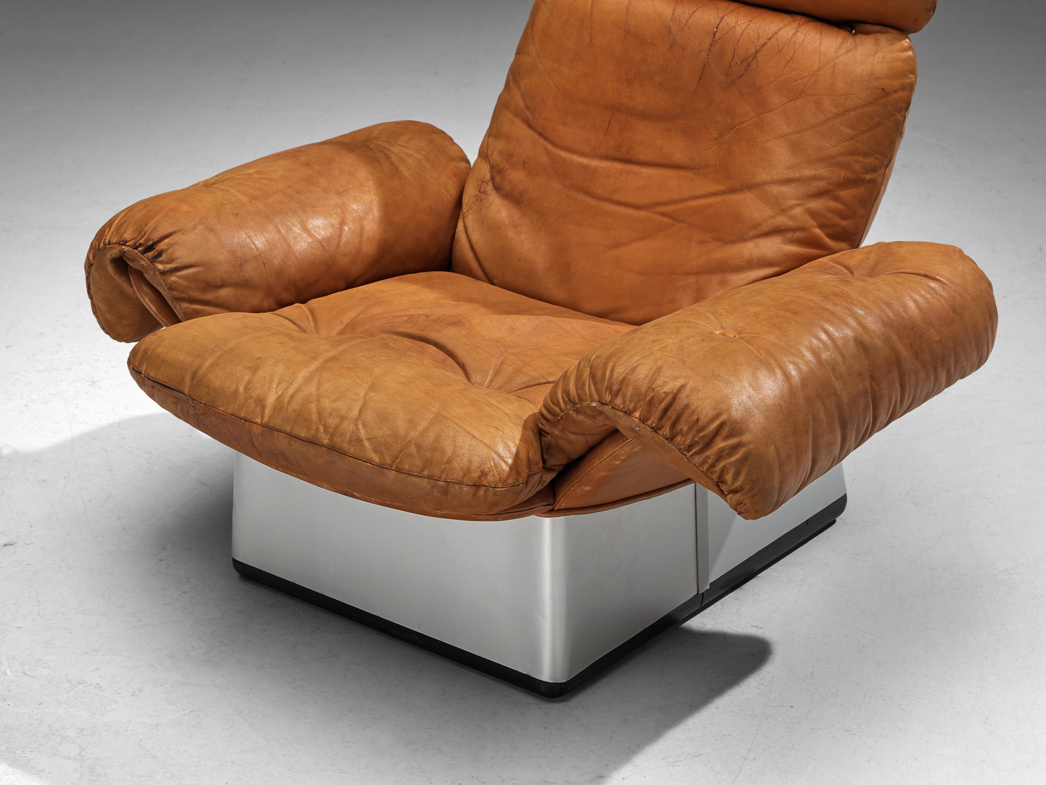 Italian Lounge Chair in Cognac Leather