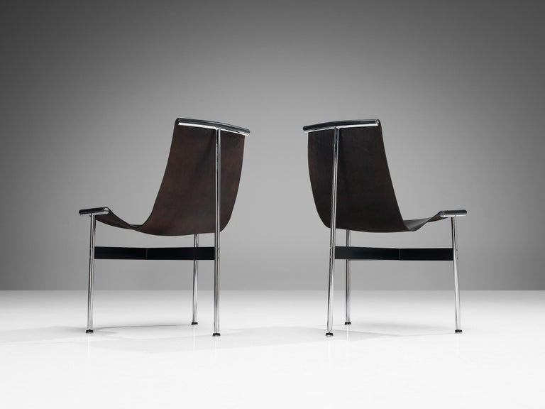 Katavolos, Kelley and Littell for ICF Set of Six T-Chairs in Black Leather