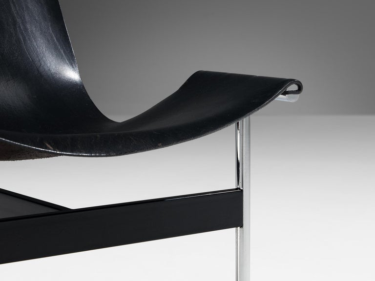 Katavolos, Kelley and Littell for ICF Set of Six T-Chairs in Black Leather