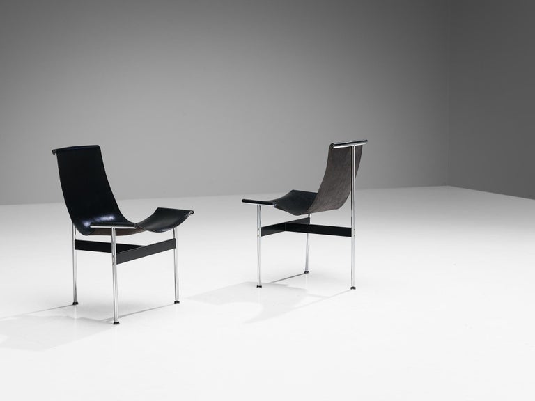 Katavolos, Kelley and Littell for ICF Set of Six T-Chairs in Black Leather