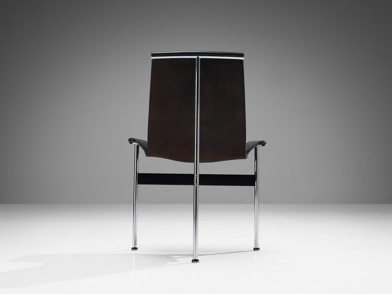 Katavolos, Kelley and Littell for ICF Set of Six T-Chairs in Black Leather