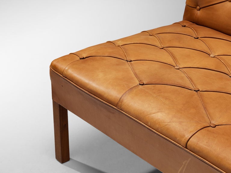 Kaare Klint for Rud Rasmussen Sofa with Ottoman in Cognac Leather