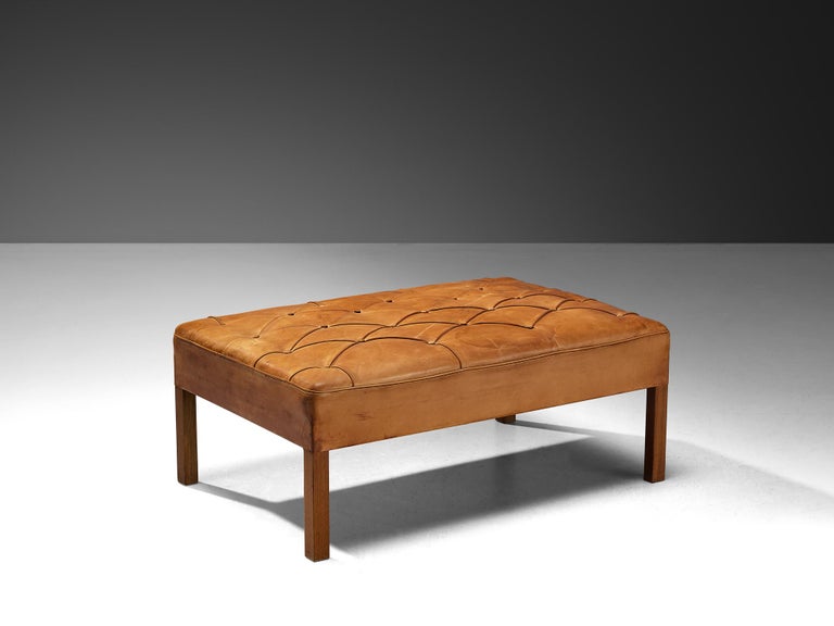 Kaare Klint for Rud Rasmussen Sofa with Ottoman in Cognac Leather