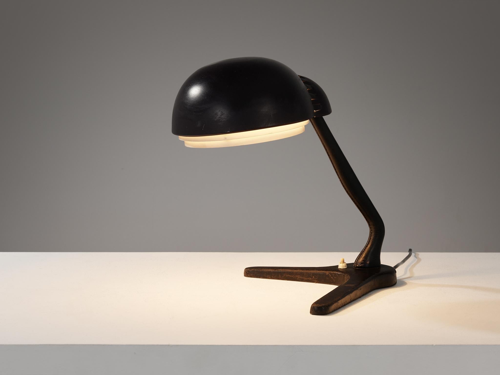 Alvar Aalto for Valaistustyö Ky ‘A704’ Table Lamp in Leather