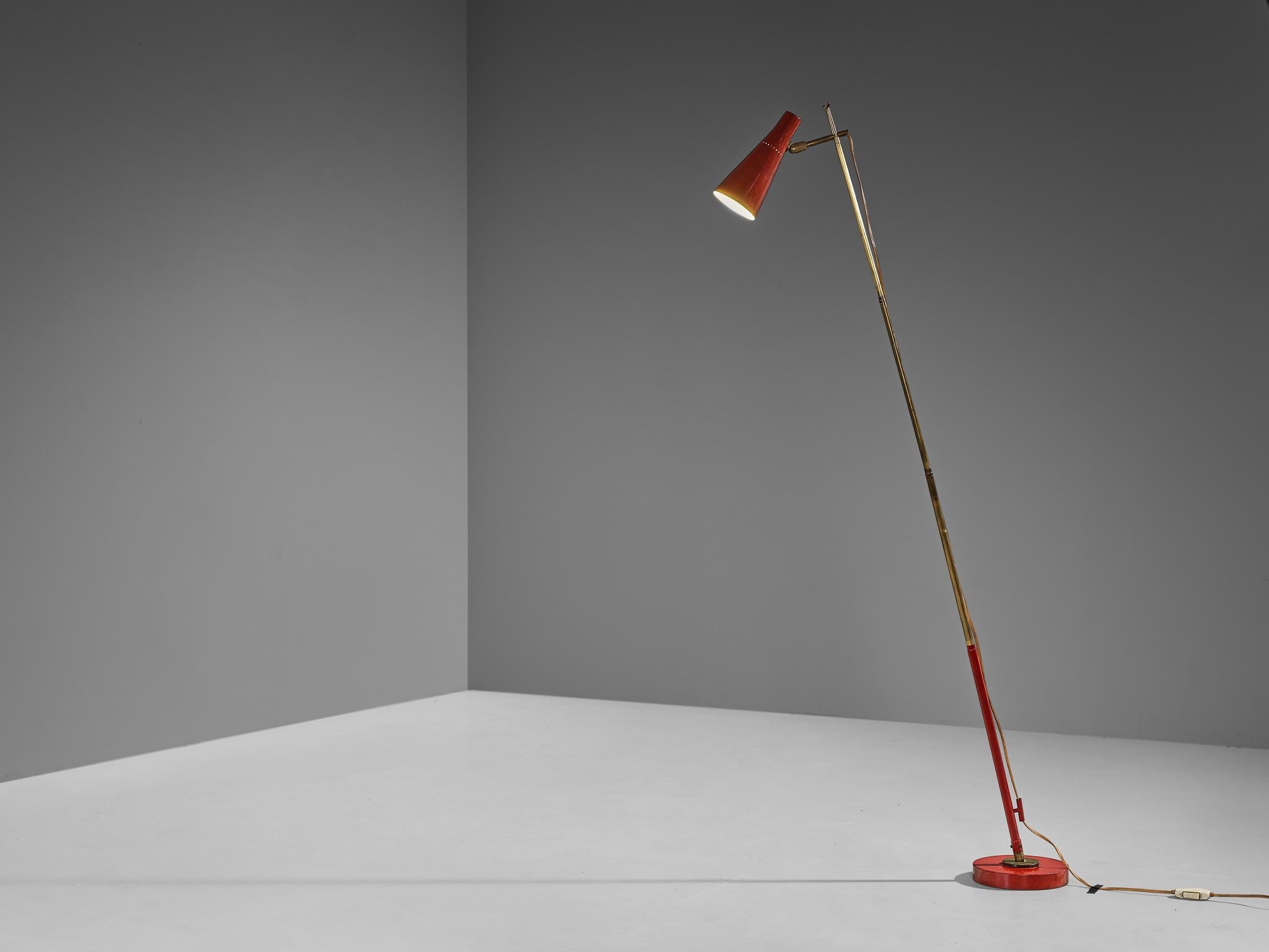 Angelo Ostuni and Renato Forti for O-Luce '201' Floor or Table Lamp in Red