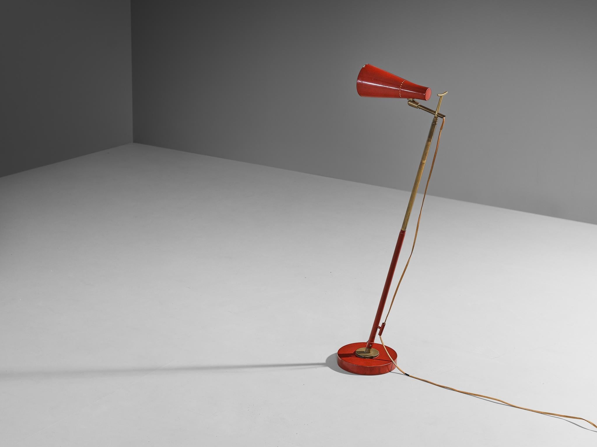 Angelo Ostuni and Renato Forti for O-Luce '201' Floor or Table Lamp in Red