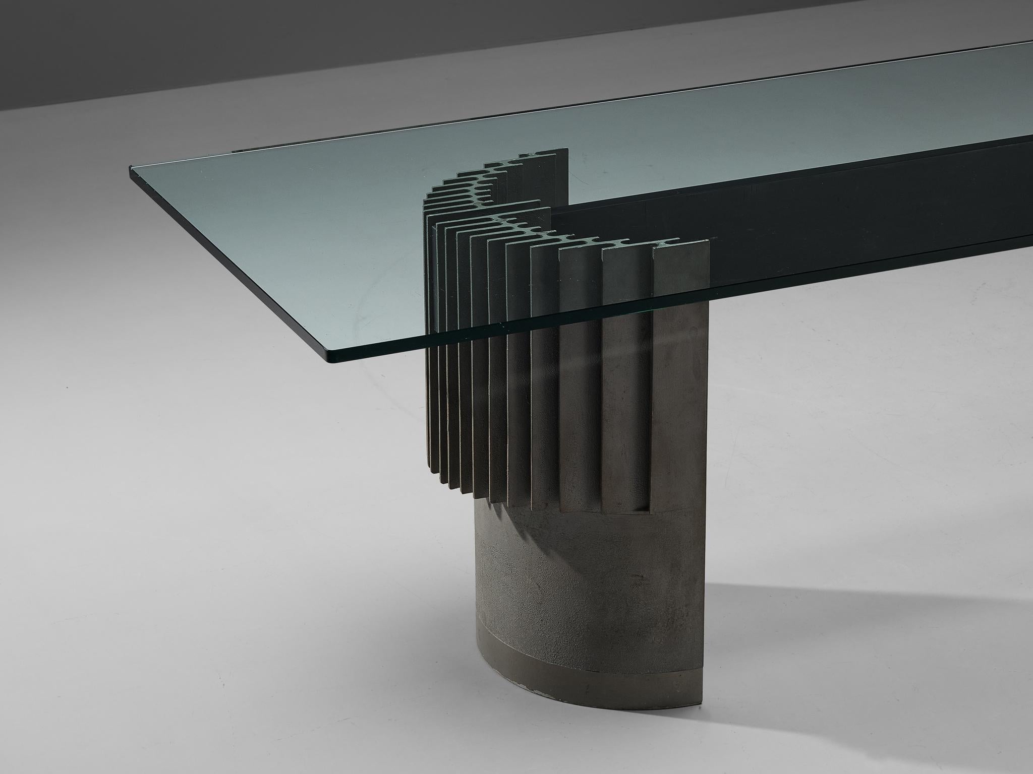 Giovanni Offredi for Saporiti Dining Table with Sculptural Base