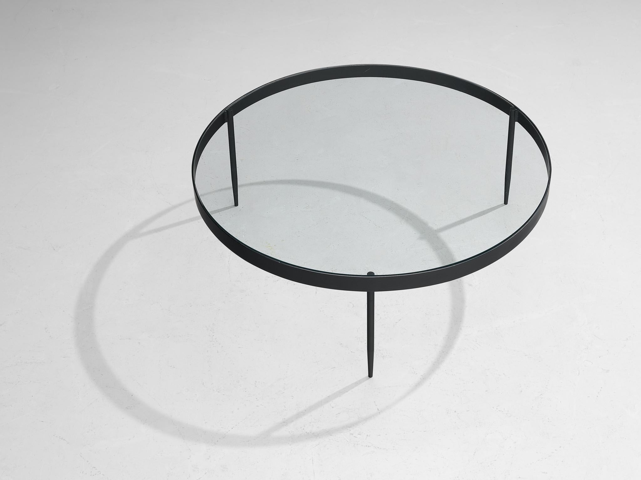 Janni Van Pelt Round Coffee Table in Black Metal and Glass