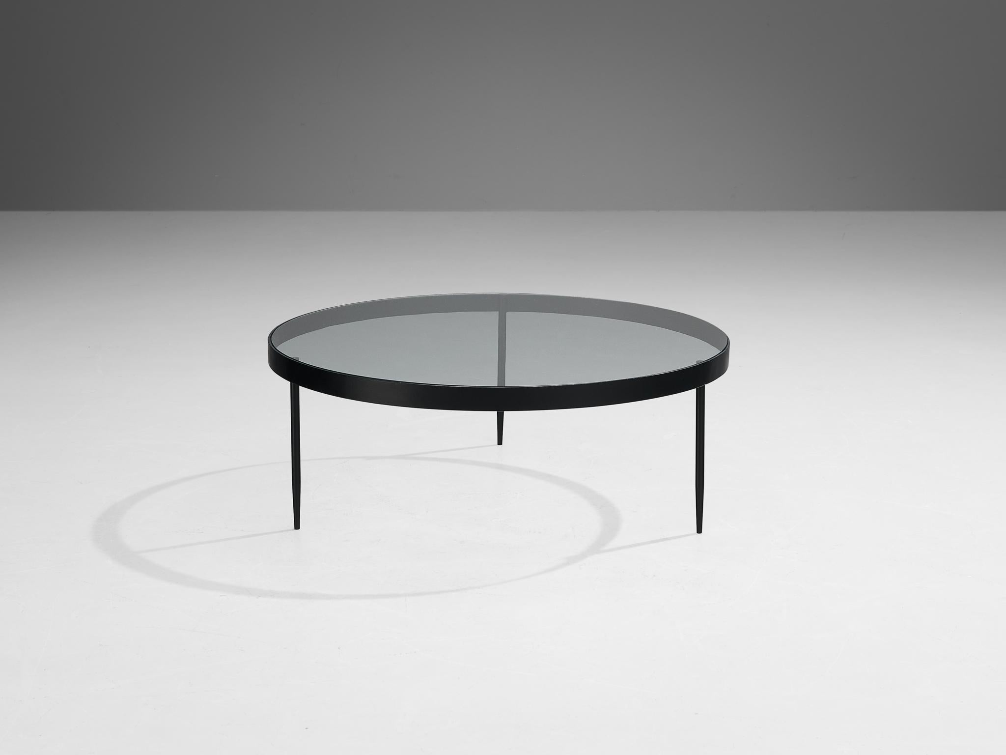 Janni Van Pelt Round Coffee Table in Black Metal and Glass