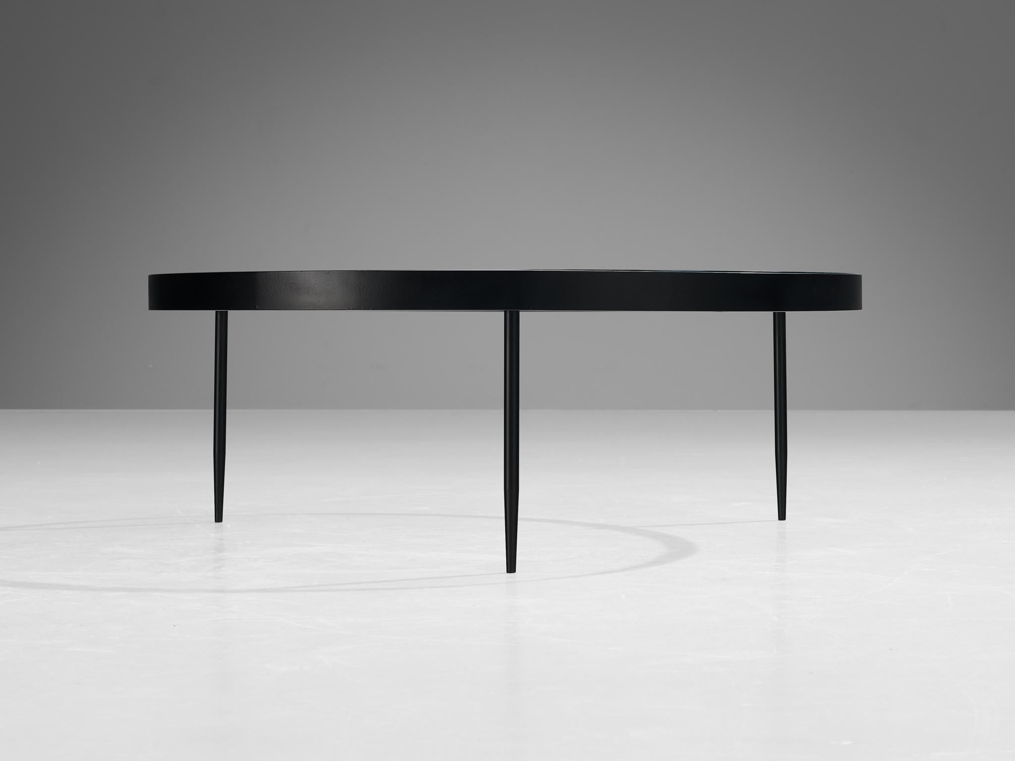 Janni Van Pelt Round Coffee Table in Black Metal and Glass