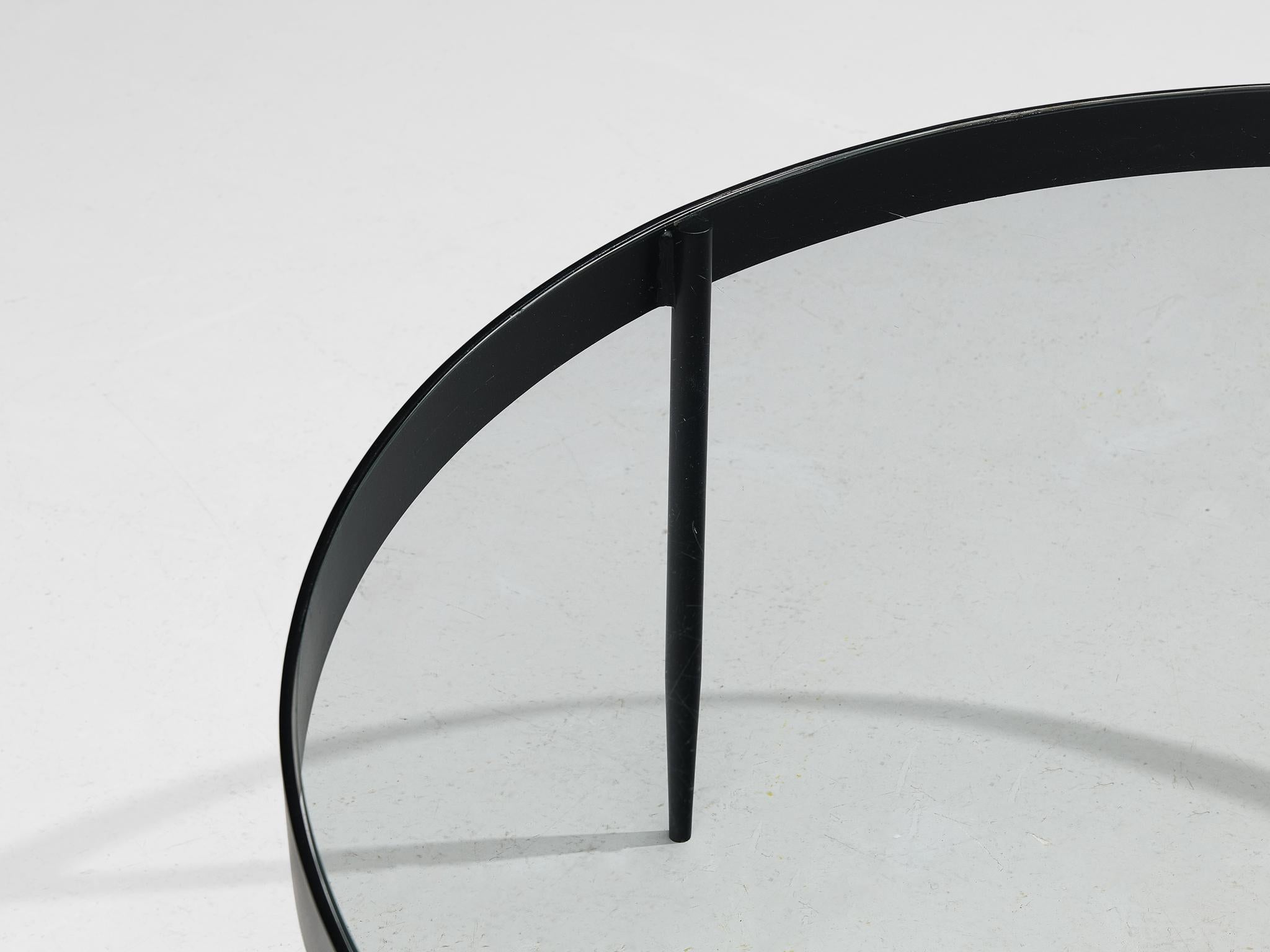 Janni Van Pelt Round Coffee Table in Black Metal and Glass