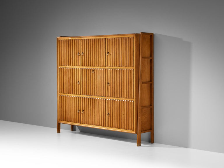 Rare C.M. Varos for Casa Moderna Highboard in Blonde Stained Wood