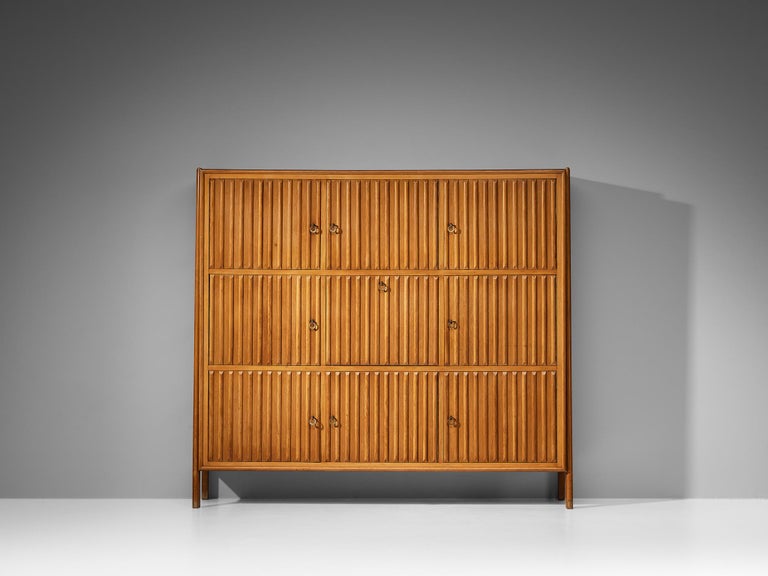 Rare C.M. Varos for Casa Moderna Highboard in Blonde Stained Wood