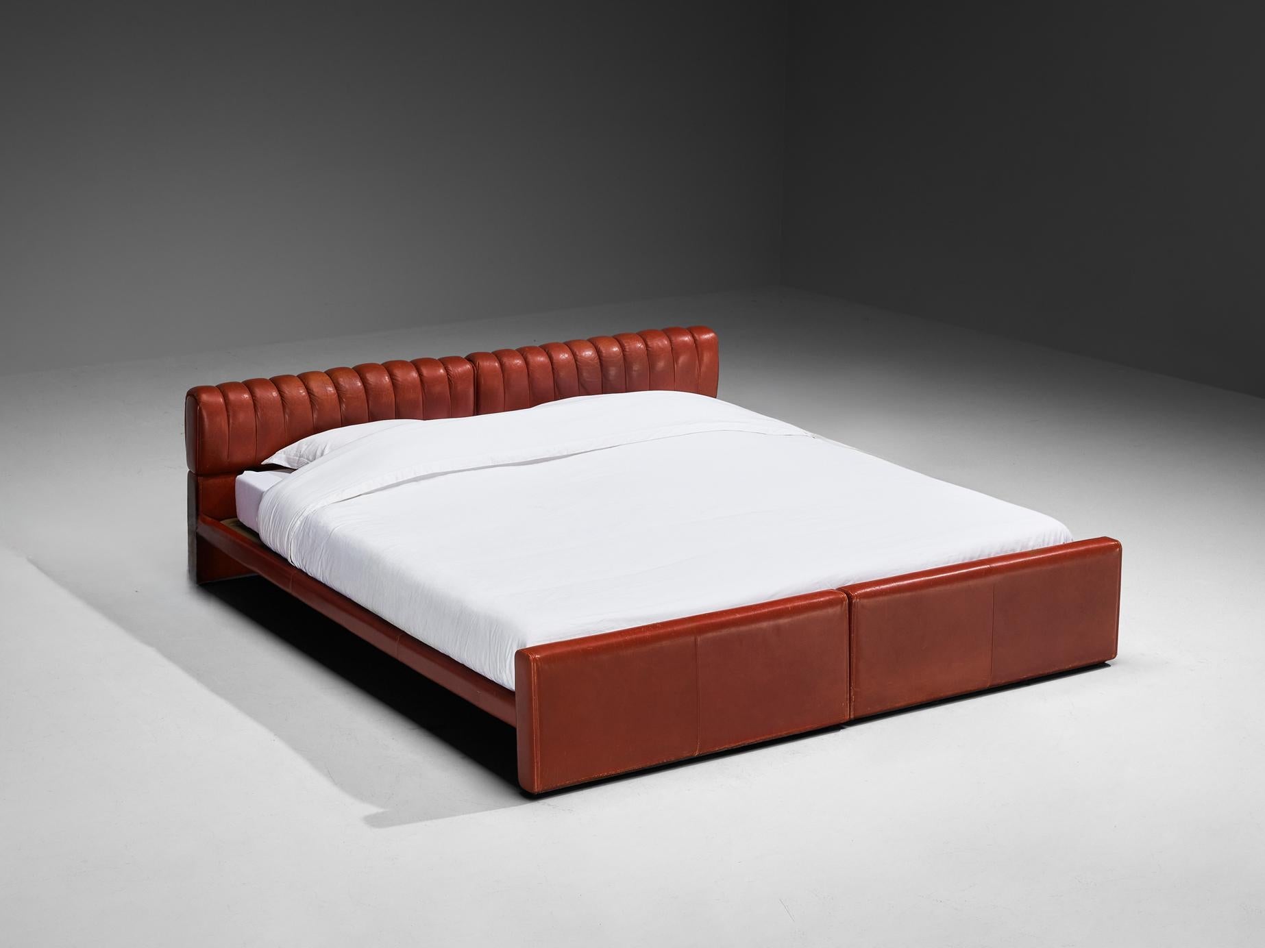 Luigi Massoni for Poltrona Frau 'Losange' King Bed in Red Leather