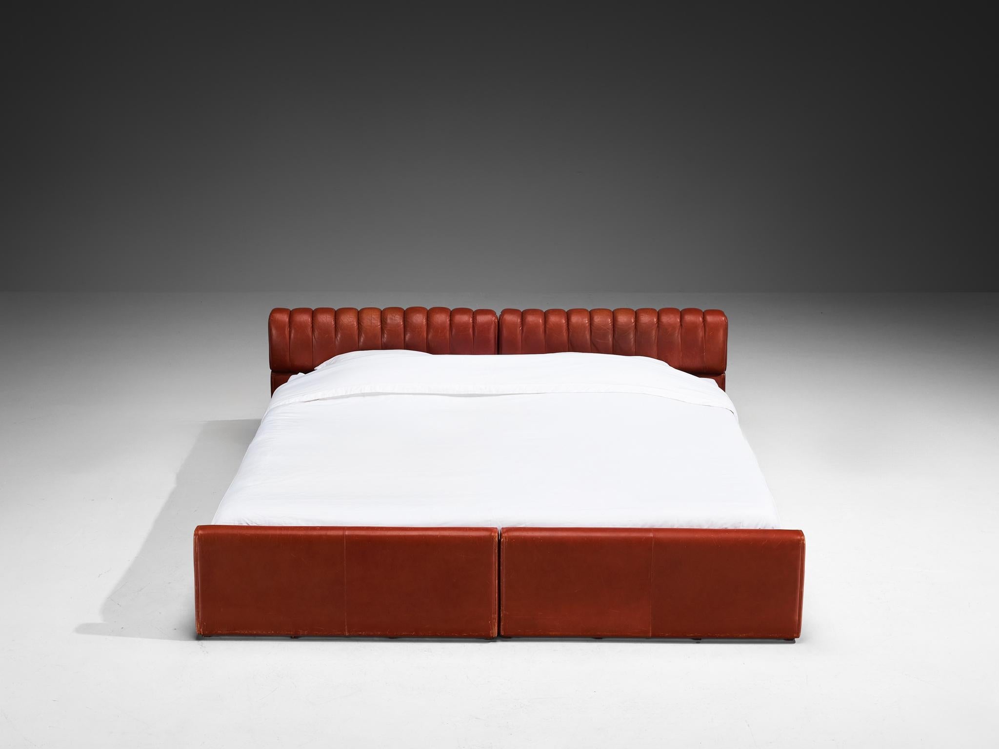 Luigi Massoni for Poltrona Frau 'Losange' King Bed in Red Leather