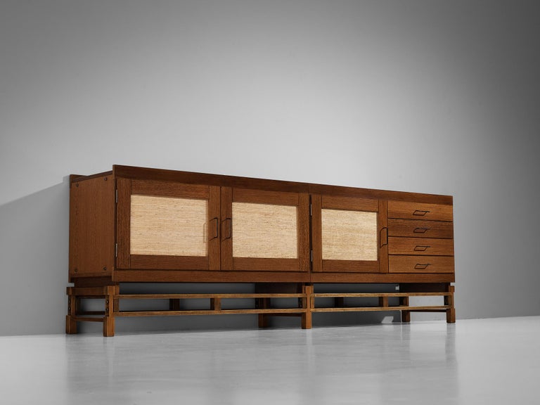 Leonardo Fiori for Isa Bergamo Sideboard in Wengé and Seagrass