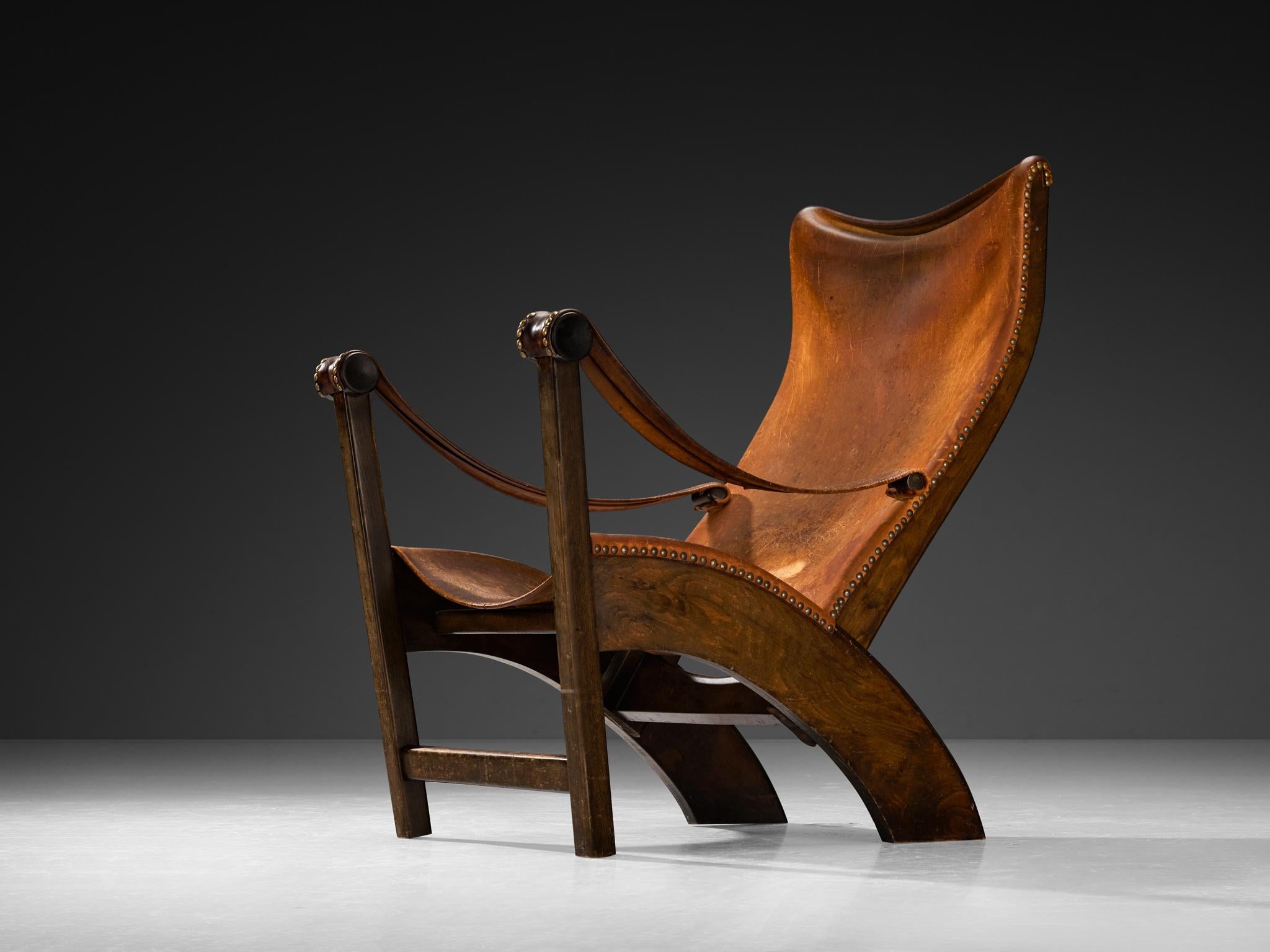 Mogens Voltelen 'Copenhagen' Lounge Chair in Patinated Cognac Leather