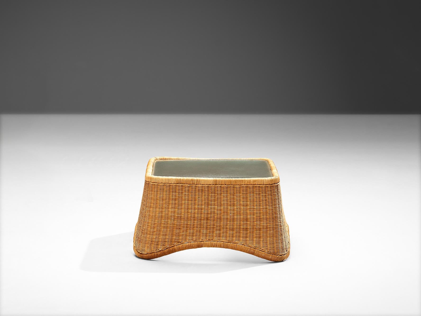 Nanna Ditzel for R. Wengler Coffee Table in Rattan and Glass