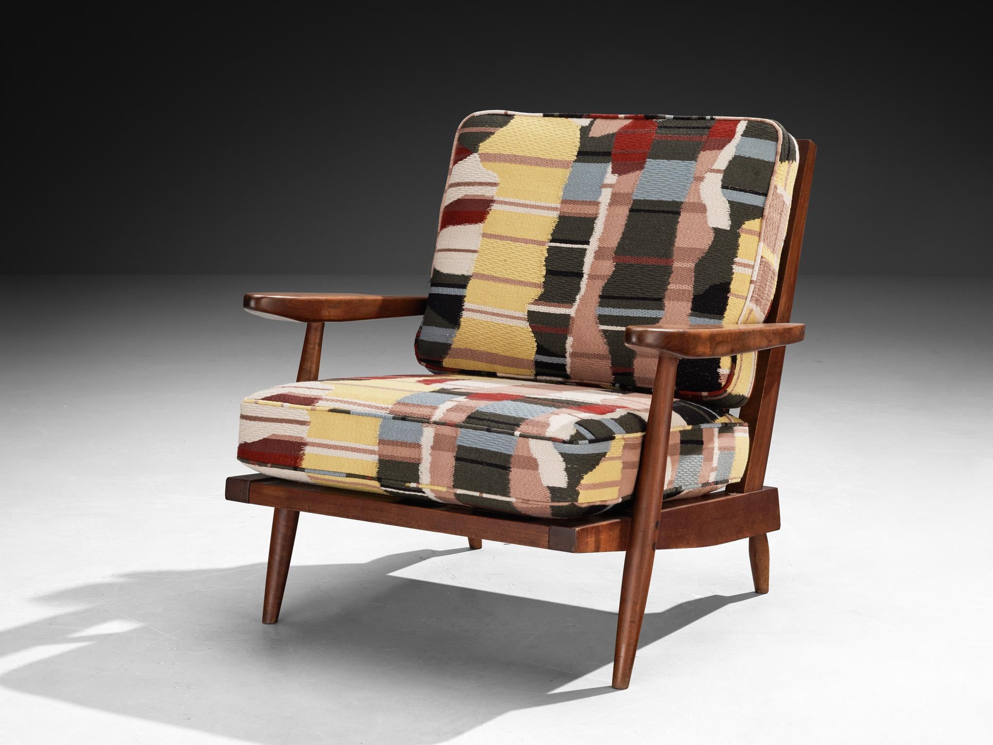 George Nakashima 'Cushion' Spindleback Lounge Chair and Ottoman in Walnut