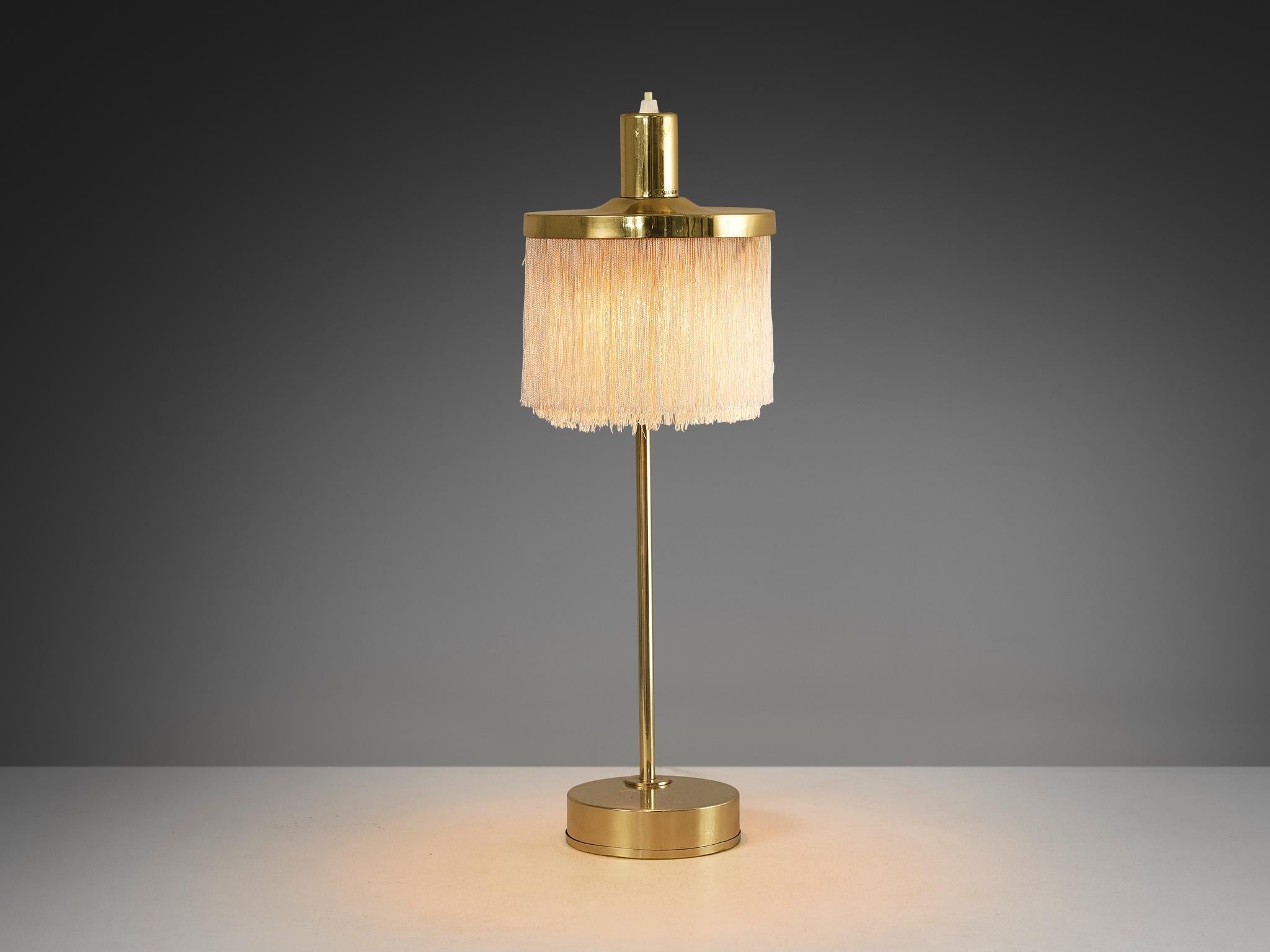 Hans Agne Jakobsson Fringe Table Lamp in Brass and Silk