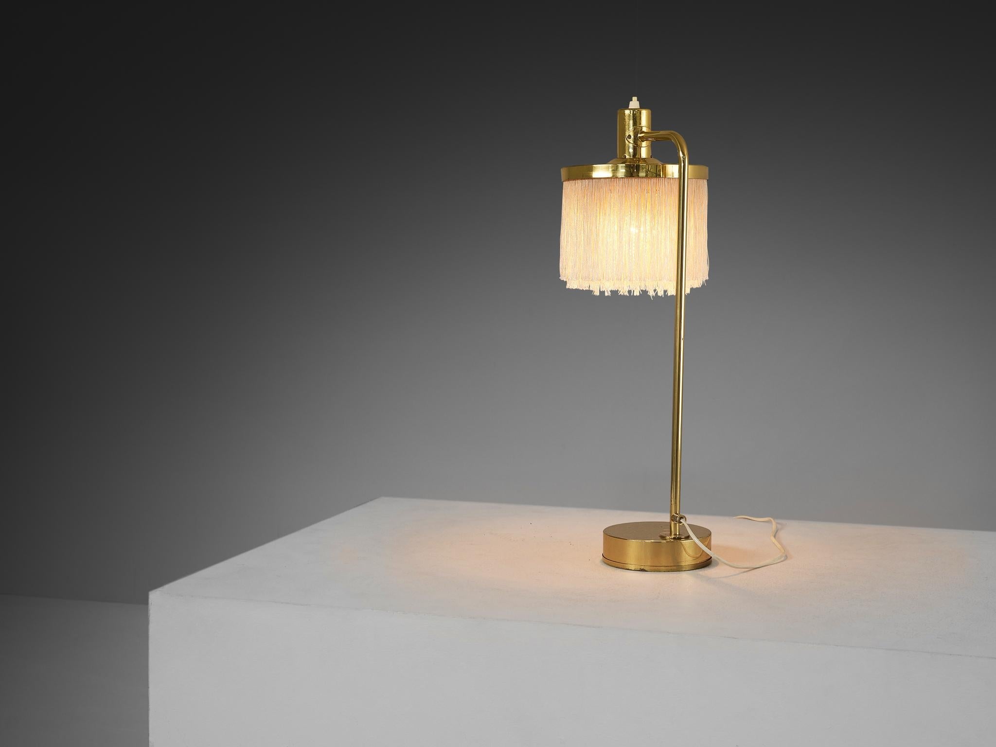 Hans-Agne Jakobsson 'Fringe' Table Lamp in Brass and Silk