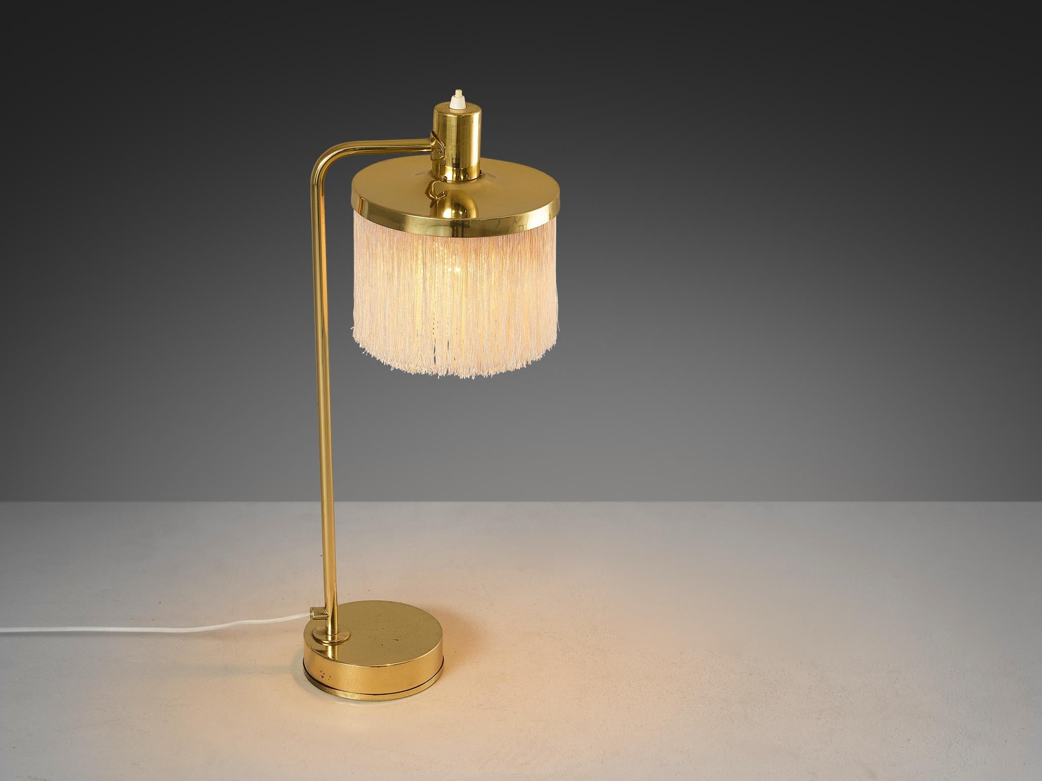 Hans-Agne Jakobsson 'Fringe' Table Lamp in Brass and Silk