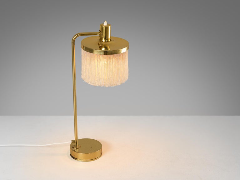 Hans-Agne Jakobsson Pair of 'Fringe' Table Lamps in Brass and Silk