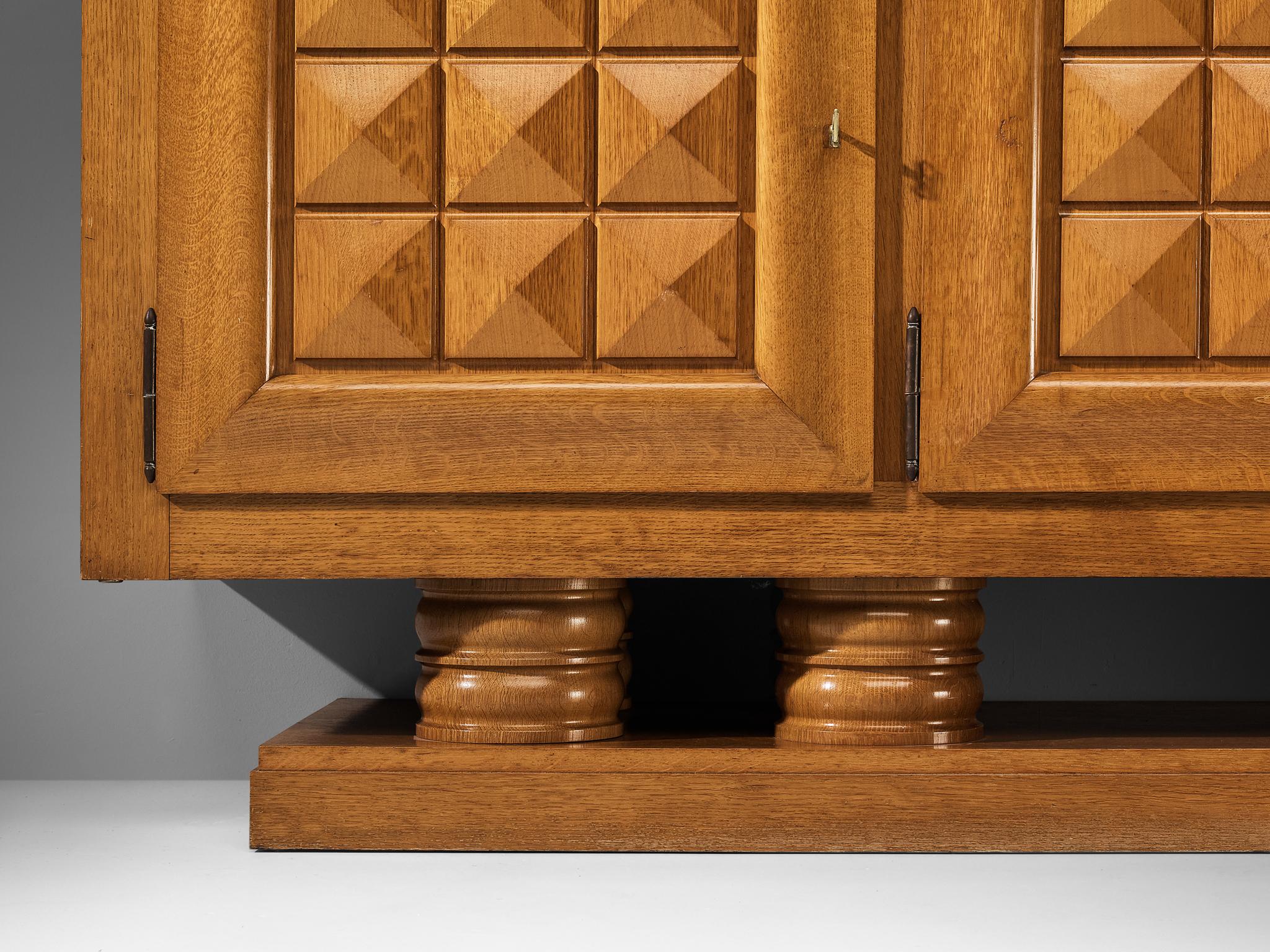 Gaston Poisson Art Deco Sideboard with Marquetry in Oak