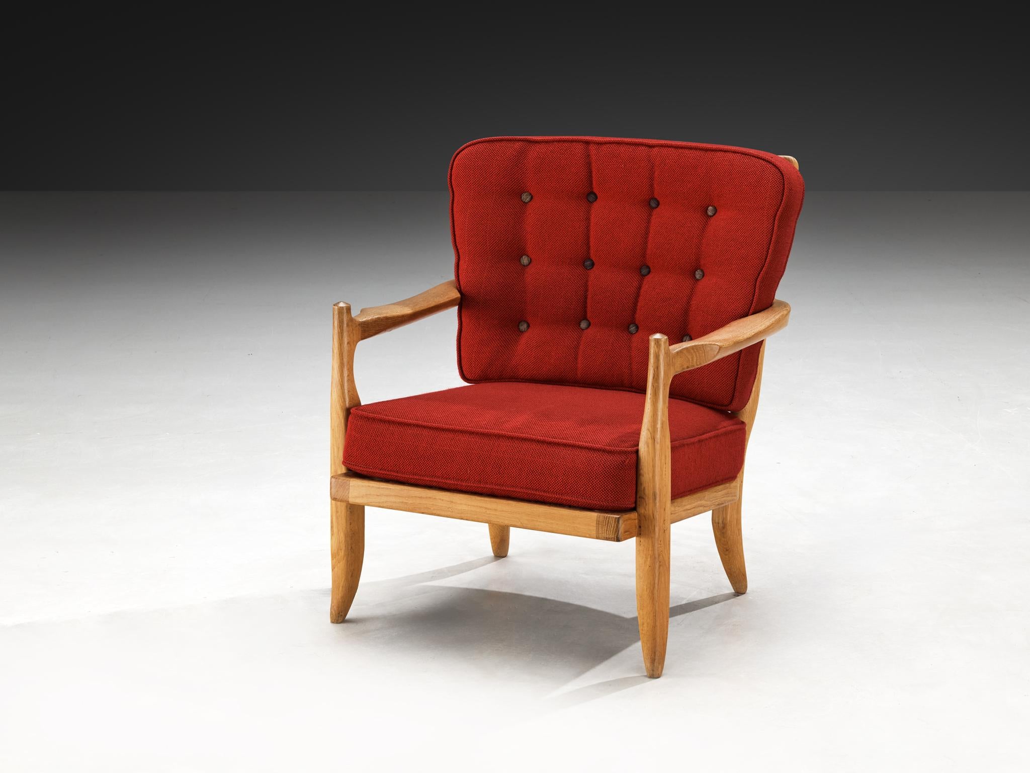 Guillerme & Chambron 'Jose' Lounge Chair in Oak