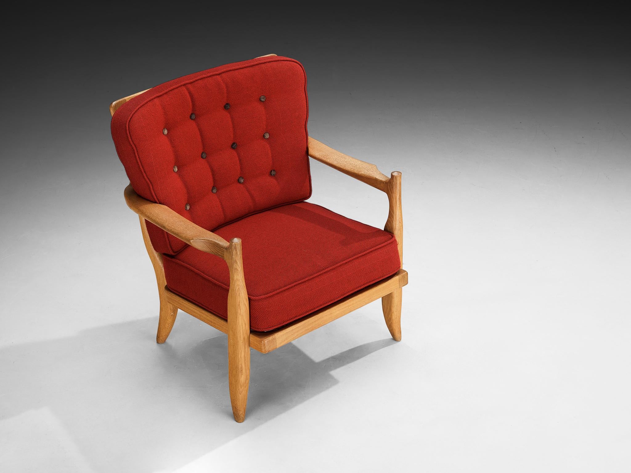 Guillerme & Chambron 'Jose' Lounge Chair in Oak