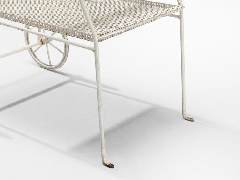 Elegant French Bar Cart with Mesh Framework in Iron