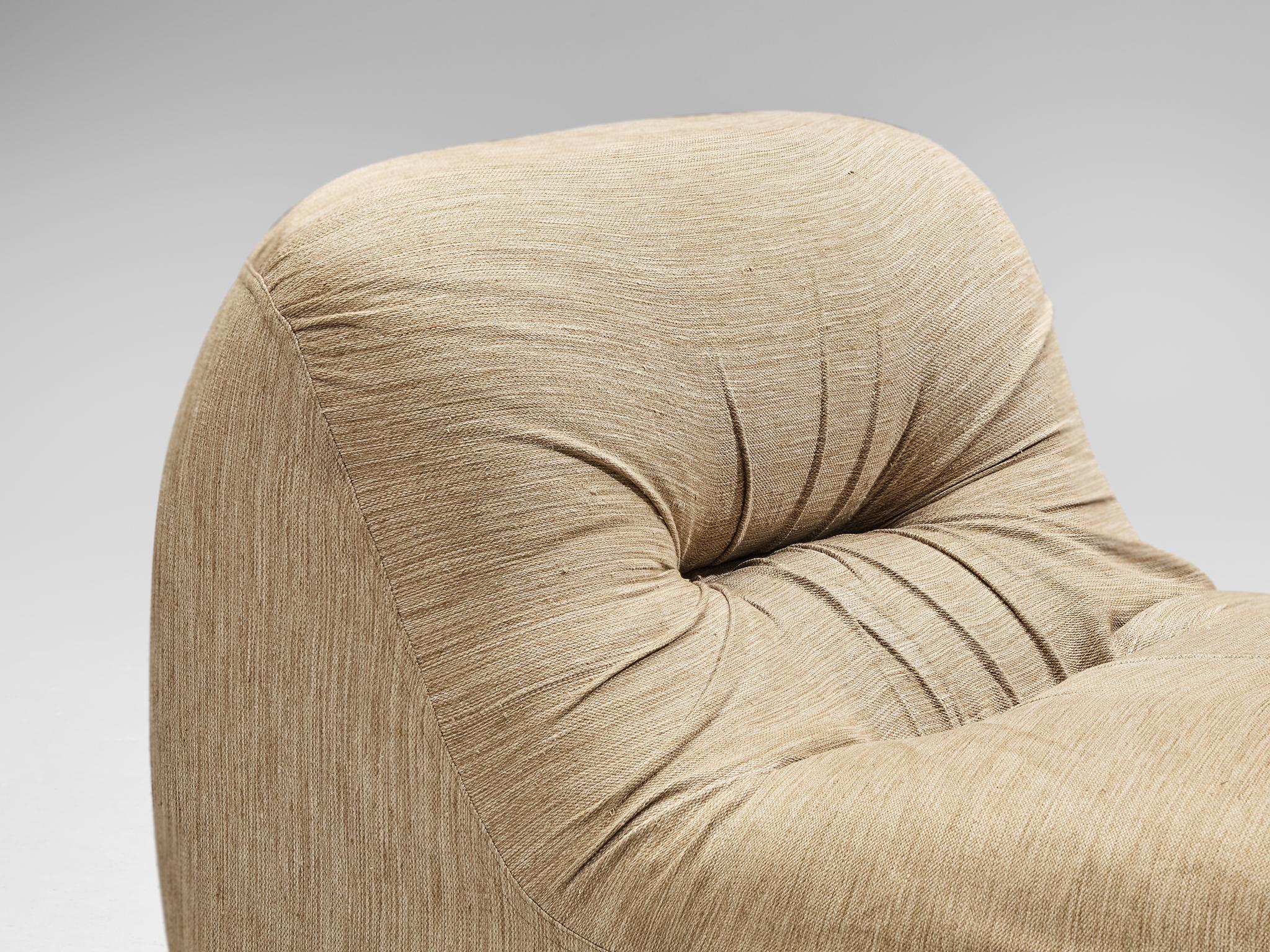 Diego Mattu for 1P 'Malù' Lounge Chair in Beige Upholstery