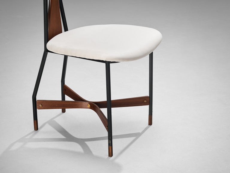 La Permanente Mobili Cantù Set of Six Dining Chairs in Teak and Metal