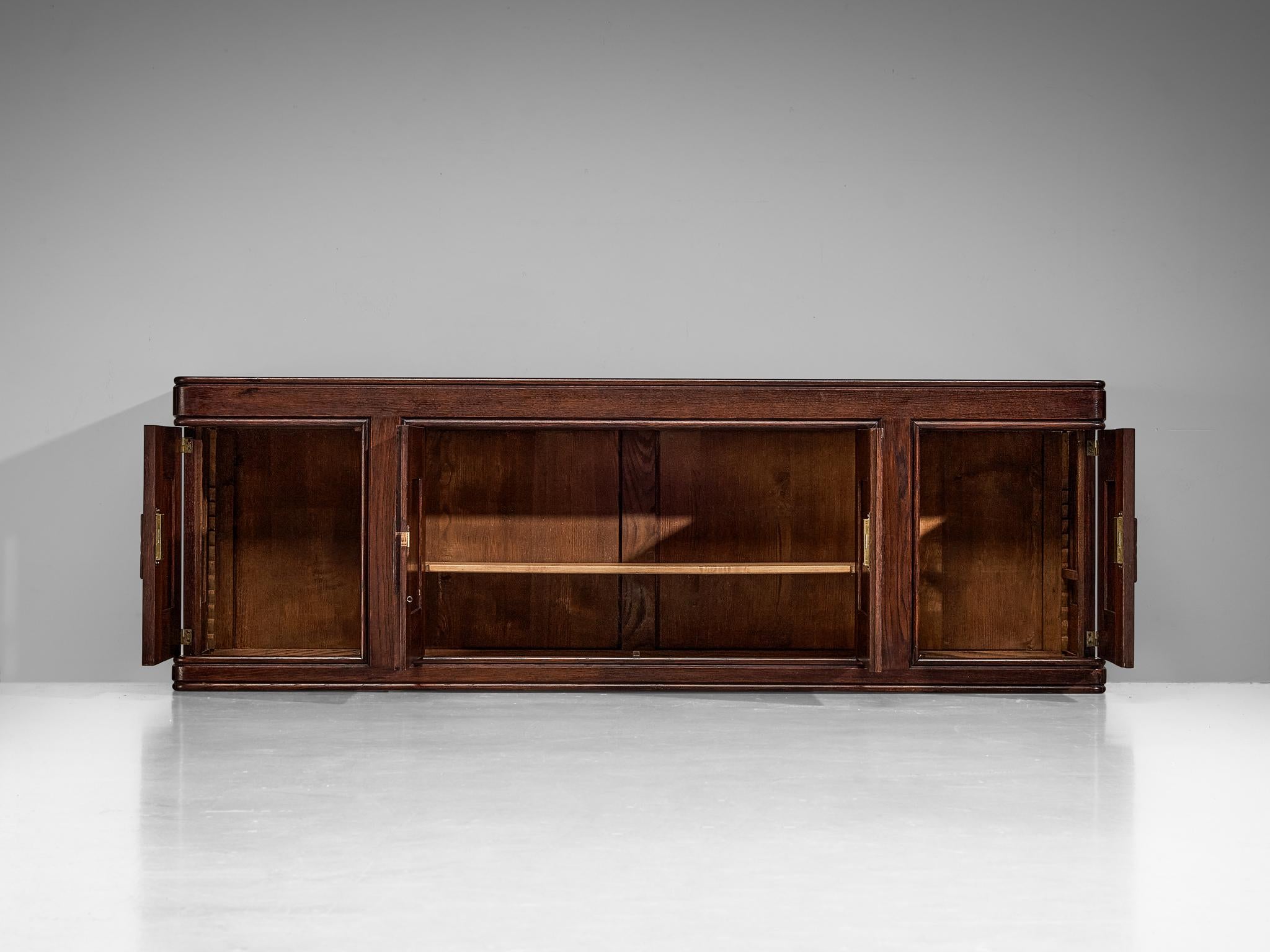 Joseph Savina Cabinet with Intricate Carvings in Oak