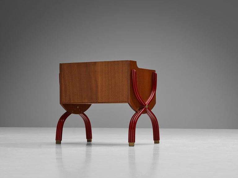 Tosi Arredamenti Pair of Cabinets or Night Stands in Mahogany and Brass