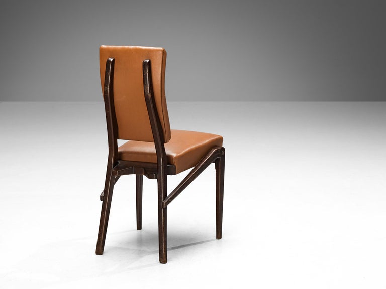 Unique Mario Oreglia Set of Six Dining Chairs with Sculptural Wooden Frame