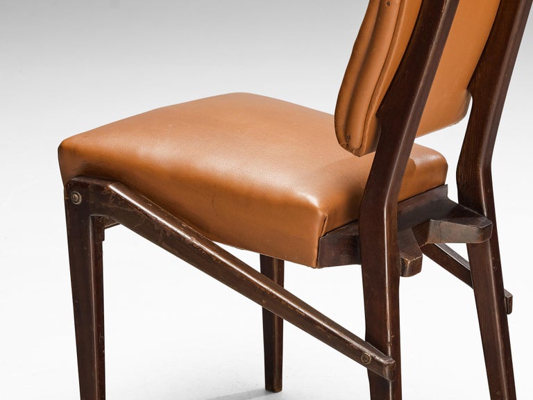 Unique Mario Oreglia Set of Six Dining Chairs with Sculptural Wooden Frame