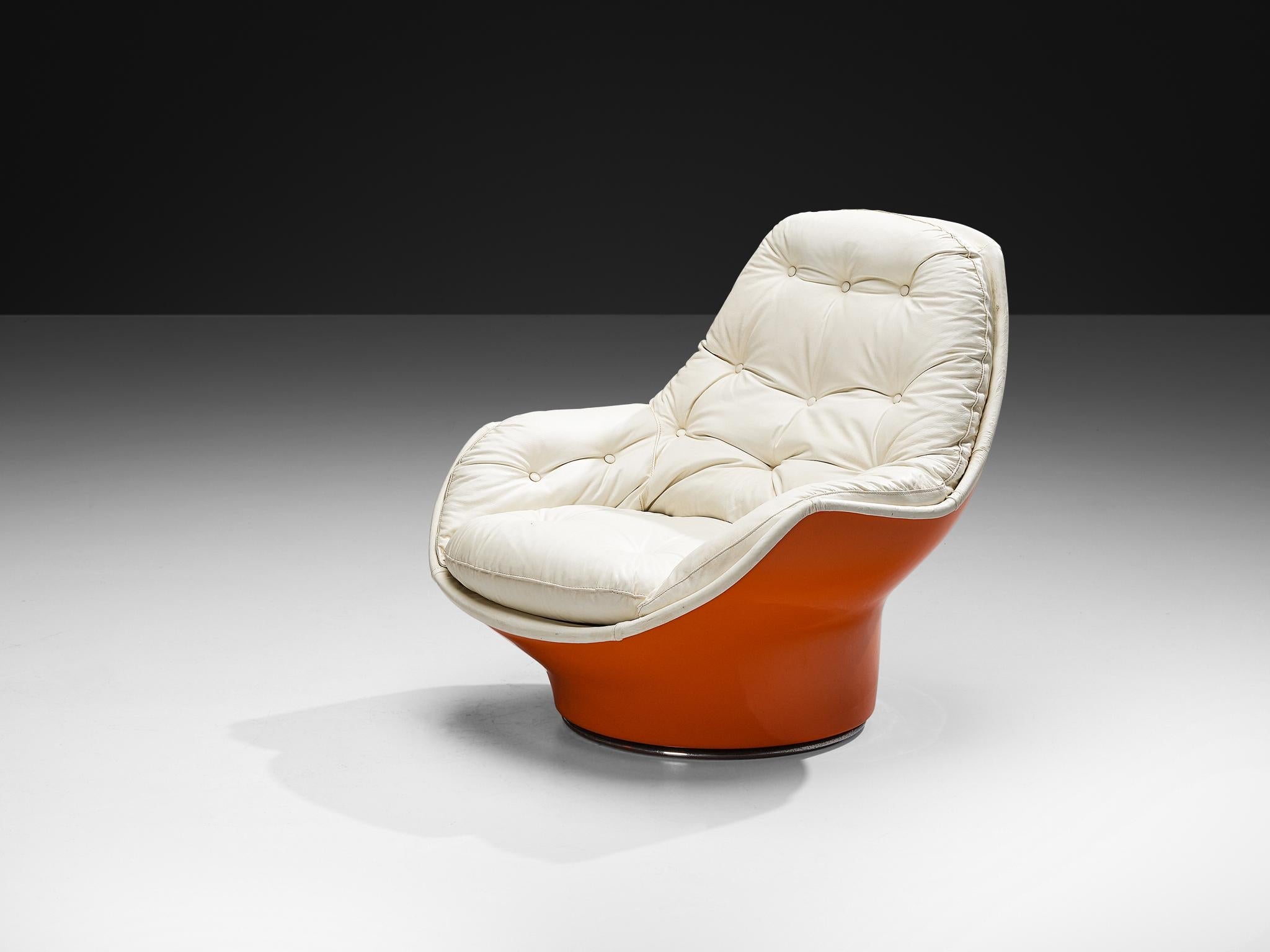 Michel Cadestin for Airborne 'Yoga' Lounge Chair in Orange Fiberglass