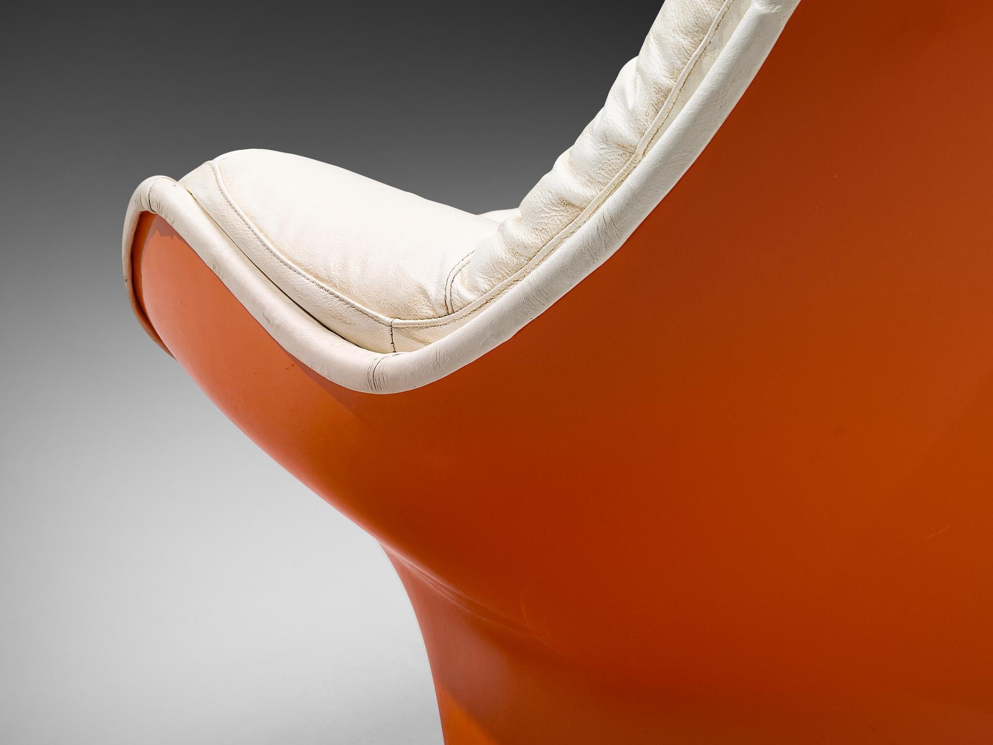 Michel Cadestin for Airborne 'Yoga' Lounge Chair in Orange Fiberglass