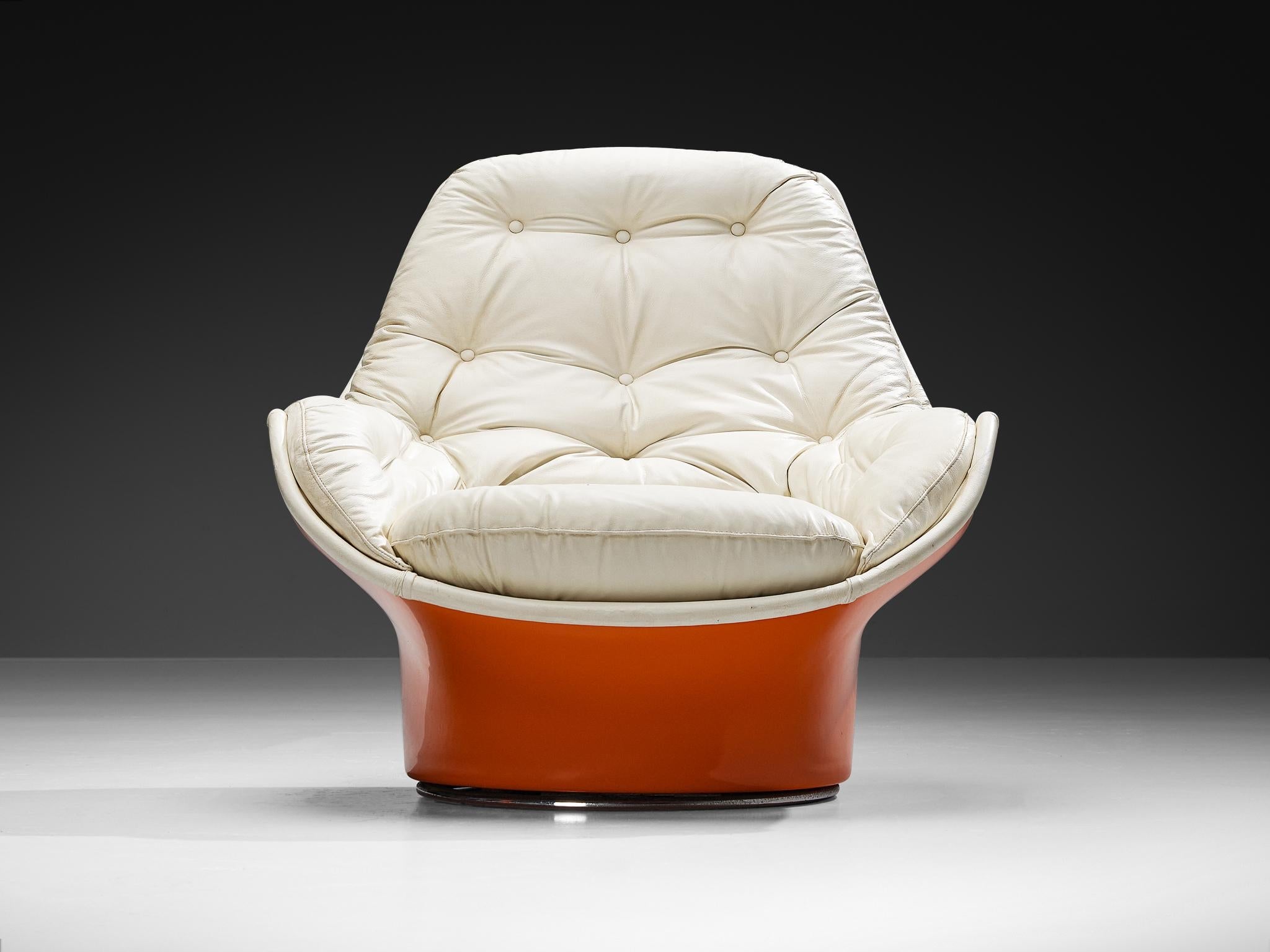 Michel Cadestin for Airborne 'Yoga' Lounge Chair in Orange Fiberglass