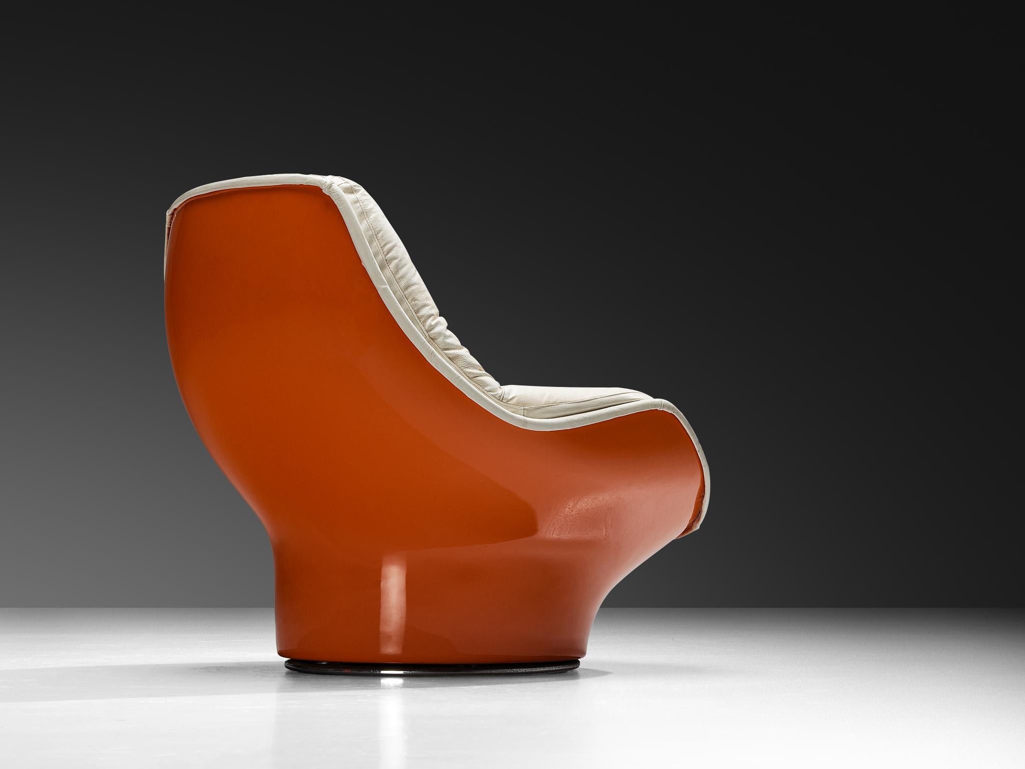 Michel Cadestin for Airborne 'Yoga' Lounge Chair in Orange Fiberglass