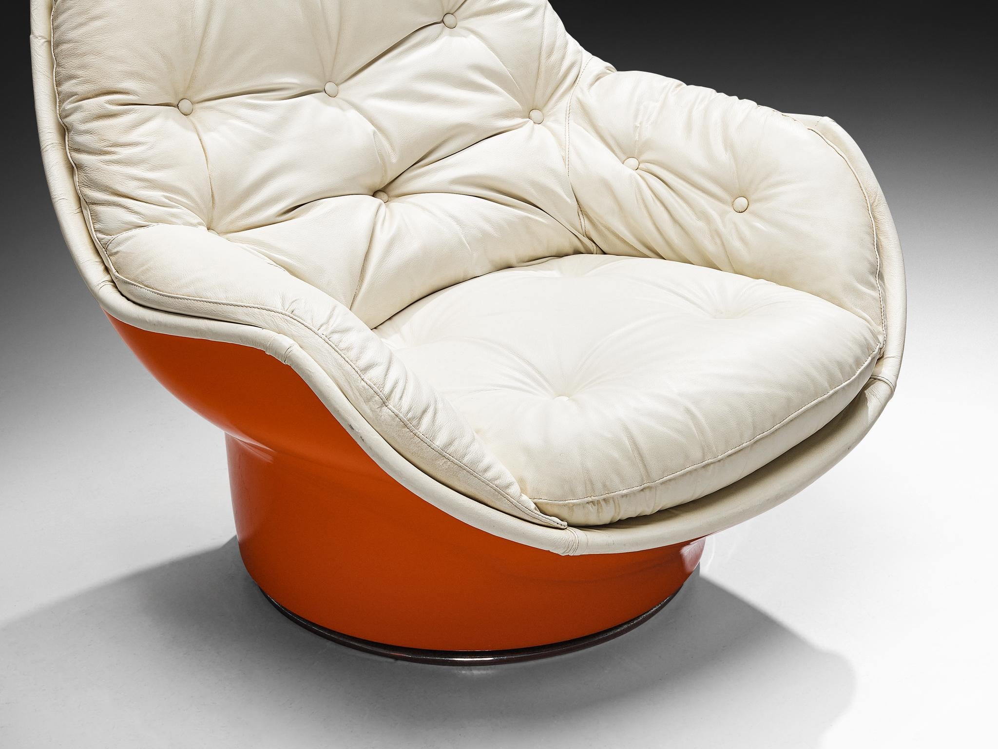 Michel Cadestin for Airborne 'Yoga' Lounge Chair in Orange Fiberglass