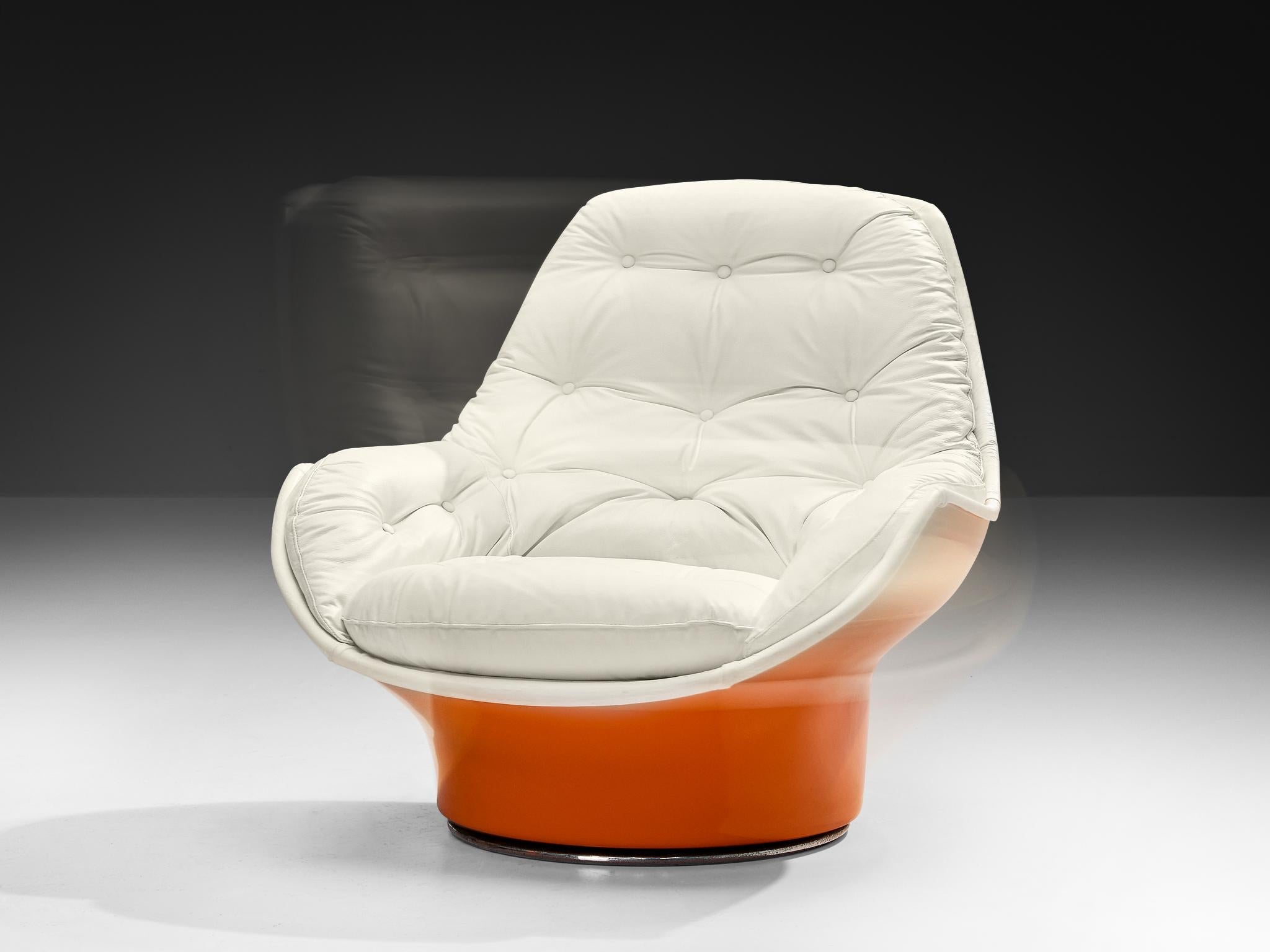 Michel Cadestin for Airborne 'Yoga' Lounge Chair in Orange Fiberglass