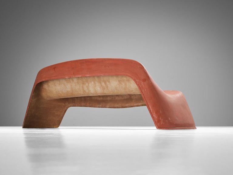 Walter Papst for Wilkhahn Bench in Reddish-Brown Fiberglass