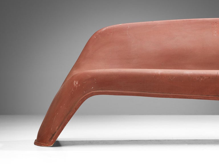 Walter Papst for Wilkhahn Bench in Reddish-Brown Fiberglass