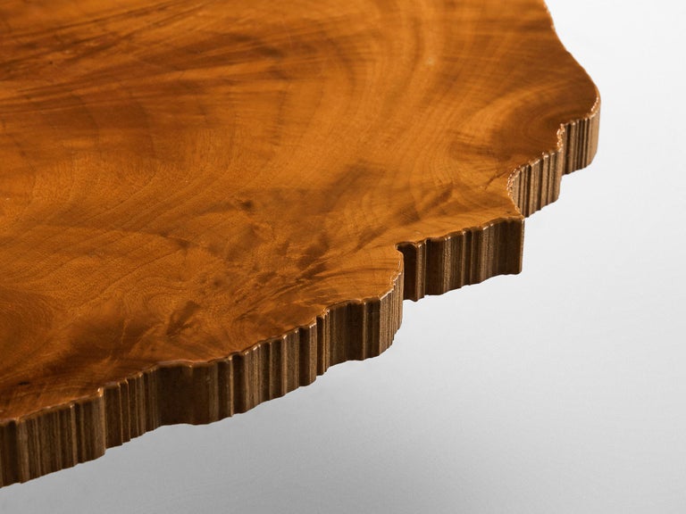 Rare Enzo Testa for Bernini Coffee Table in Walnut Briar Burl and Steel