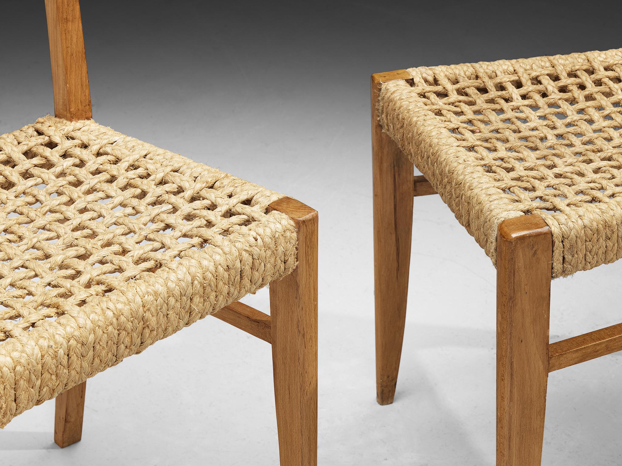 Adrien Audoux & Frida Minet Set of Ten Dining Chairs in Braided Hemp