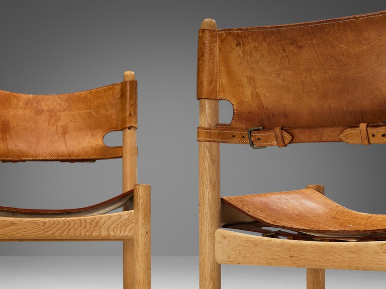 Børge Mogensen for Fredericia Set of Six Armchairs in Oak & Cognac Leather