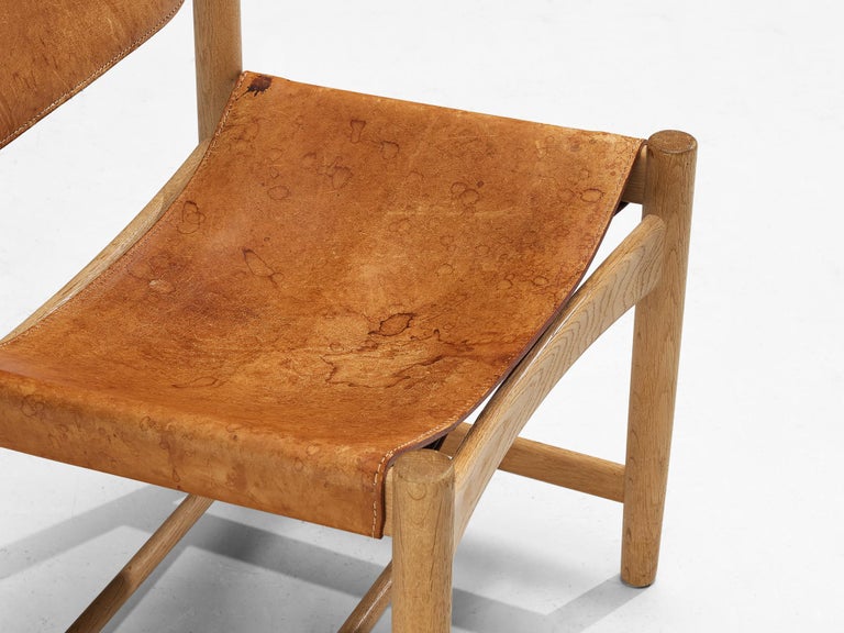 Børge Mogensen for Fredericia Set of Six Armchairs in Oak & Cognac Leather